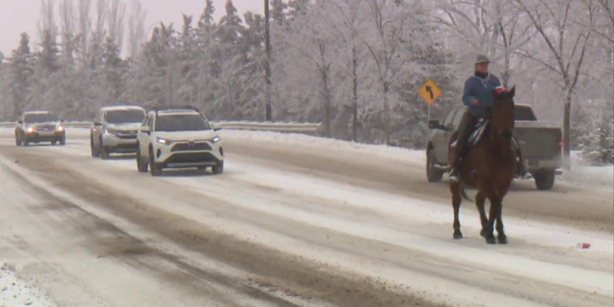 Alberta woman, threatened with jail time for riding horse around town, rides again