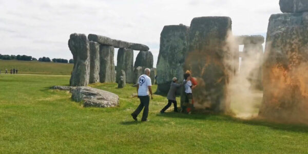 Watch: Climate Protesters Deface Stonehenge as Tourist Desperately Tries to Stop Them