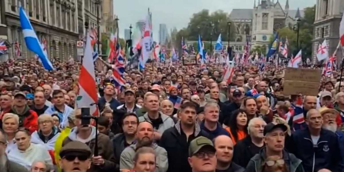 Tommy Robinson’s rally sees thousands of protesters converge in London over two-tier policing