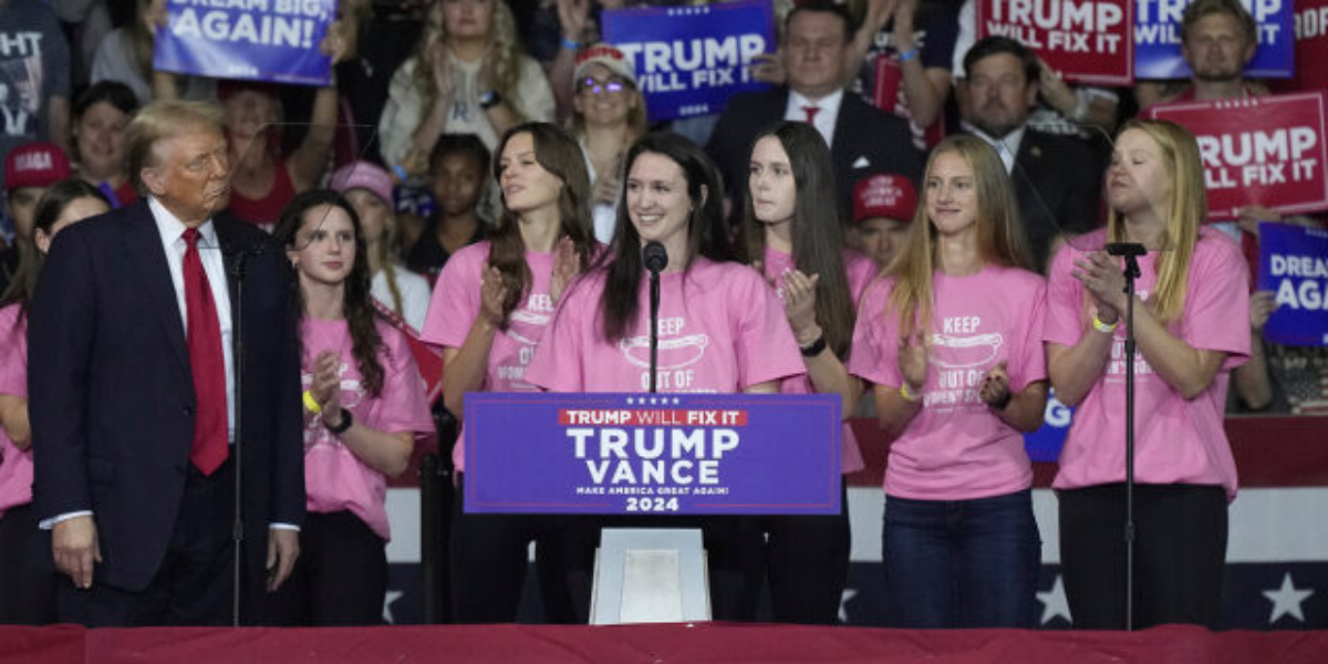 WATCH: Trump Brings Women’s Swim Team That Stood up to Trans Athlete on Rally Stage