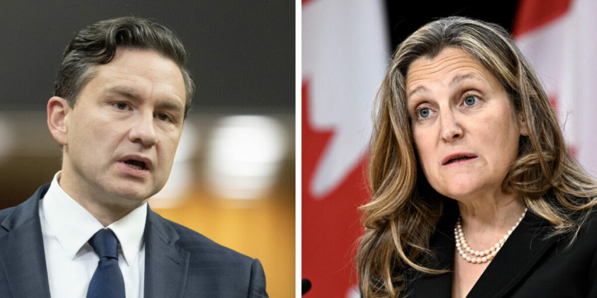 Poilievre accuses Freeland of ‘hiding’ this year’s deficit, adds Liberals have ‘lost control’