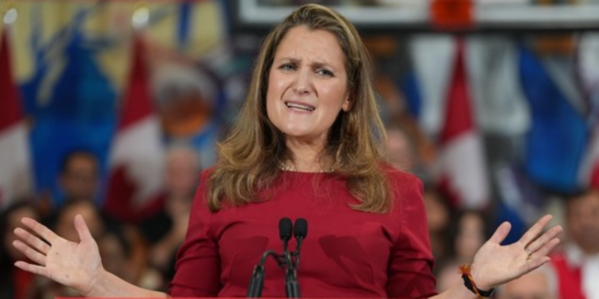 Protesters disrupt Chrystia Freeland’s leadership launch speech as Joly endorses Carney