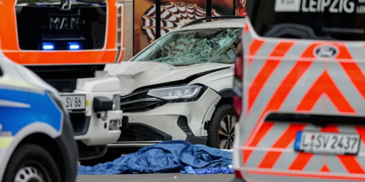 Two killed and many injured after car driven into crowd in German city of Leipzig