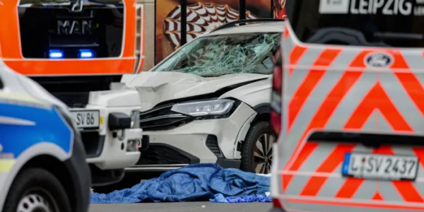Two killed and many injured after car driven into crowd in German city of Leipzig